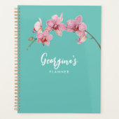 Personaliseer Waterverf Roze Moth Orchids Flower Planner (Voorkant)