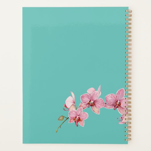 Personaliseer Waterverf Roze Moth Orchids Flower Planner (Achterkant)