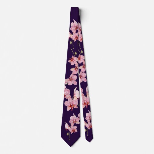 Personaliseer Waterverf Roze Moth Orchids Flower Stropdas (Voorkant)