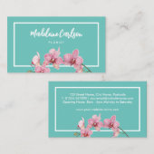 Personaliseer Waterverf Roze Moth Orchids Visitekaartje (Voorkant / Achterkant)