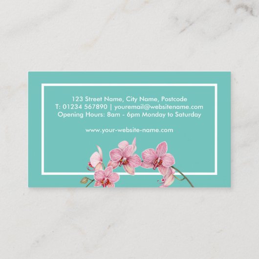 Personaliseer Waterverf Roze Moth Orchids Visitekaartje (Achterkant)