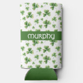 Personaliseer Waterverf Shamrock Pattern Seltzer Blikjeskoeler (Achterkant)