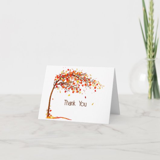Personaliseer Waterverf vallende bladeren Dank u Notitiekaartje (Voorkant)