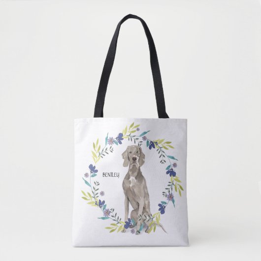 Personaliseer Waterverf Weimaraner Tote Bag (Voorkant)