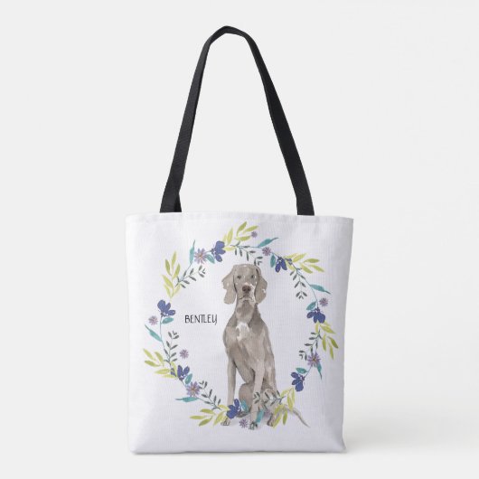Personaliseer Waterverf Weimaraner Tote Bag (Achterkant)