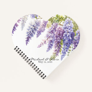 Personaliseer waterverf wisteria paarse bloemen notitieboek