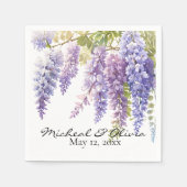Personaliseer waterverf wisteria paarse bloemen servet (Voorkant)
