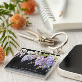 Personaliseer waterverf wisteria paarse bloemen sleutelhanger (Voorkant Rechts)