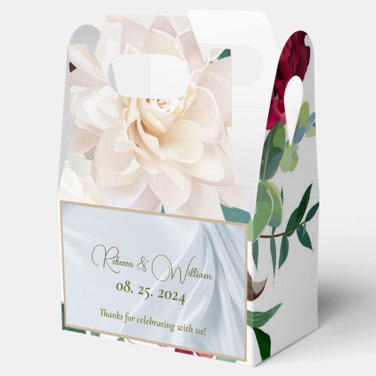 Personaliseer Weddenschappen Red Rose Peony Dahlia Bedankdoosjes (Geopend)