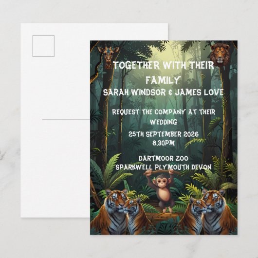 Personaliseer Wedding Zoo Uitnodiging (Voorkant / Achterkant)