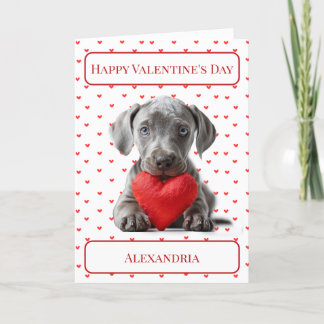Personaliseer Weimaraner Puppy Valentijn Kaart