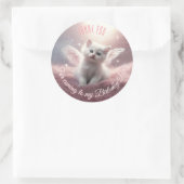 Personaliseer Whimsical Cute Pink Kitten Angel Win Ronde Sticker (Tas)