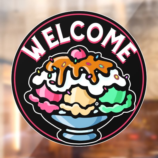 Personaliseer Whimsical Ice Cream Business Welkom Raamsticker (Vel 2)