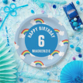 Personaliseer Whimsical Rainbow Birthday Party Bor Papieren Bordje (Feest)