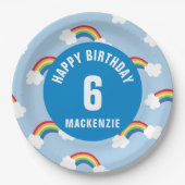 Personaliseer Whimsical Rainbow Birthday Party Bor Papieren Bordje (Voorkant)