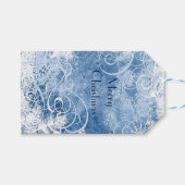 Personaliseer WHITE CHRISTMAS Frosty Blue Gift Tag Cadeaulabel (Voorkant (Horizontaal))