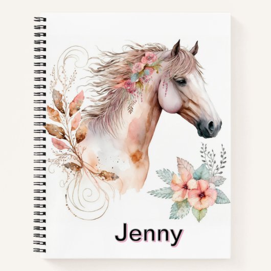 Personaliseer White Horse Sketch Notitieboek (Voorkant)