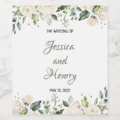 Personaliseer wijnlabel witte bloemen wijn etiket (Enkel label)