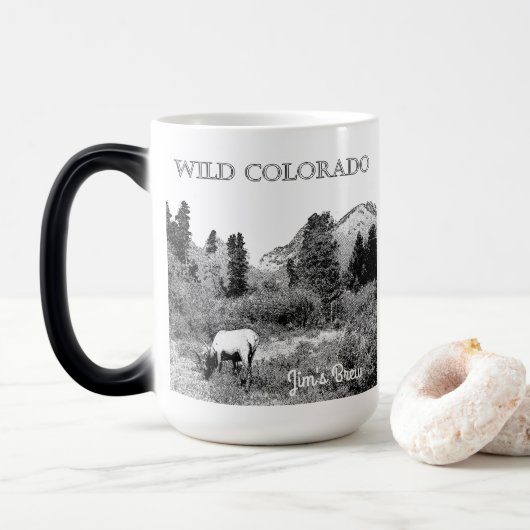 Personaliseer Wilde Colorado Elk Wilderness Magische Mok (Met donut)