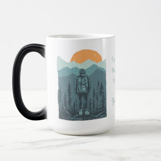 Personaliseer Wilderness Hiker Woman Magische Mok (Links)