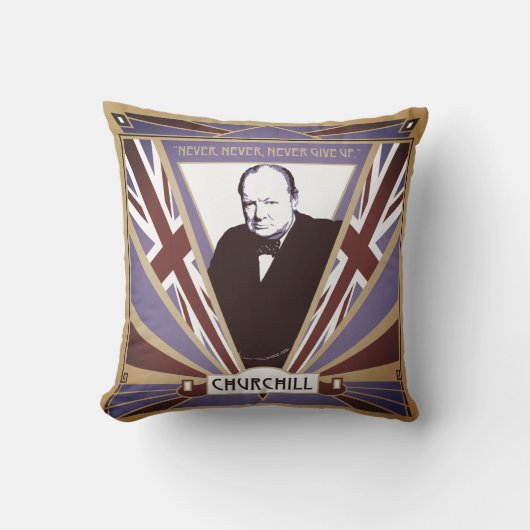 Personaliseer Winston Churchill Art Deco Union Jac Buitenkussen (Voorkant)