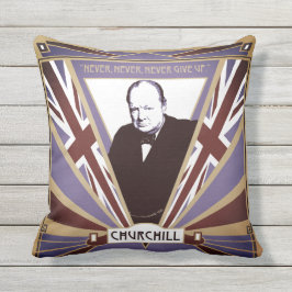 Personaliseer Winston Churchill Art Deco Union Jac Buitenkussen
