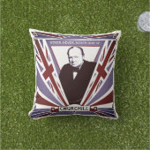 Personaliseer Winston Churchill Art Deco Union Jac Buitenkussen (Gras)