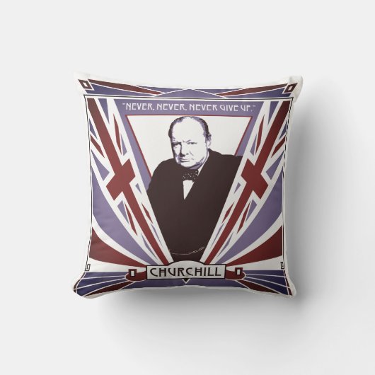 Personaliseer Winston Churchill Art Deco Union Jac Buitenkussen (Voorkant)