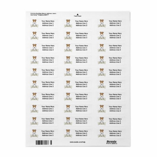 Personaliseer Wire Fox Terrier Etiket (Full Sheet)