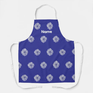 Personaliseer Witte Bloemblaadjes Blauwe Gift Schort