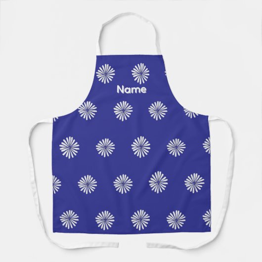 Personaliseer Witte Bloemblaadjes Blauwe Gift Schort (Voorkant)
