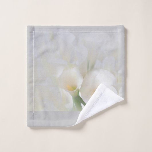 Personaliseer Witte Calla Lily met Vloeiing Bad Handdoek (Wasdoekje)