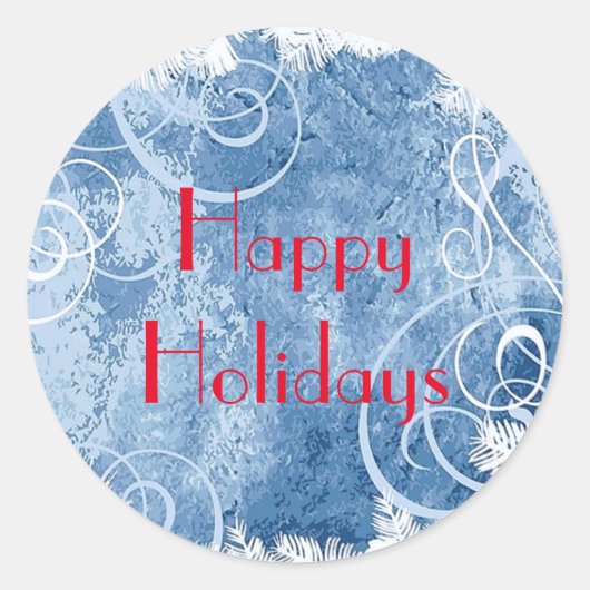 Personaliseer WITTE KERSTMIS Frosty Blue Stickers (Voorkant)