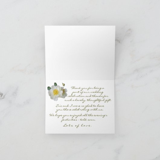 Personaliseer witte rozen Groene olievlek Bedankkaart (Binnen)