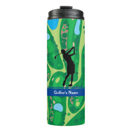 Personaliseer Woman Golfer Thermal Tumbler Thermosbeker