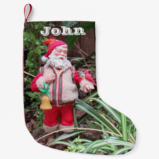 Personaliseer Woodland Santa kerststaart Stocking Kleine Kerstsok (Voorkant)