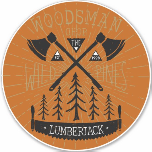 Personaliseer Woodsman Lumberjack Crossed Axes Pin Sticker (Voorkant)