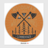 Personaliseer Woodsman Lumberjack Crossed Axes Pin Sticker (Vel)