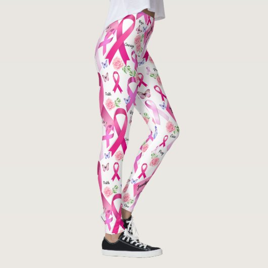 Personaliseer woorden Naam Roze Lint Borstkanker Leggings (Rechts)