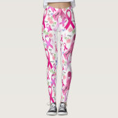 Personaliseer woorden Naam Roze Lint Borstkanker Leggings (Voorkant)