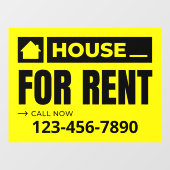 Personaliseer Yellow Black House te huur onroerend Raamsticker (Vel)