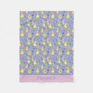 Personaliseer Yellow Duckling Wildflowers Schattig Fleece Deken