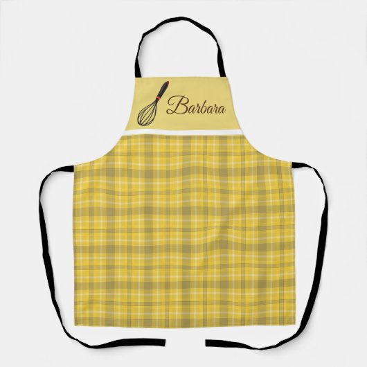 Personaliseer Yellow Plaid Schort (Voorkant)