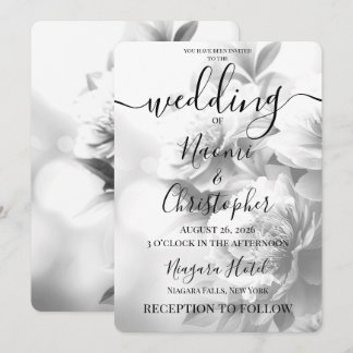 Personaliseer: Z&W Grote Vintage Bloemen Bruiloft Kaart