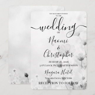 Personaliseer: Z&W Kleine Delicate Bloemen Trouwfe Kaart