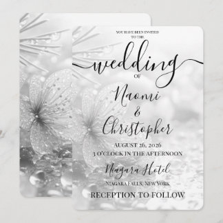 Personaliseer: Z&W Regendruppels Bloemen Bruiloft Kaart