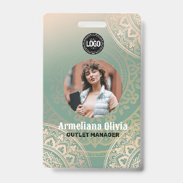 Personaliseer zakelijke Logo | Elegant Green Yoga Badge