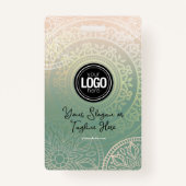 Personaliseer zakelijke Logo | Elegant Green Yoga Badge (Achterkant)