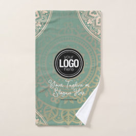 Personaliseer zakelijke Logo | Elegant Green Yoga Handdoek