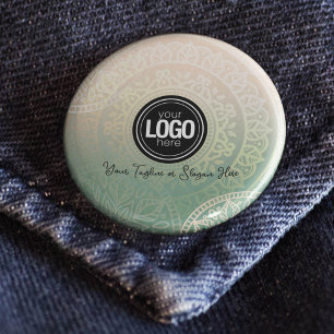 Personaliseer zakelijke Logo Elegant Green Yoga Ronde Button 5,7 Cm